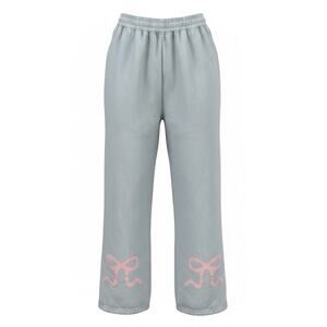 Edikted Bonney Bow Detail Sweatpants blue size small